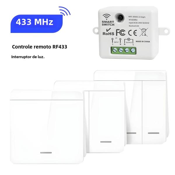 Imagem de Receptor RF 433MHz para Interruptor de Luz Sem Fio - Controle Remoto 1/2/3 Gangues