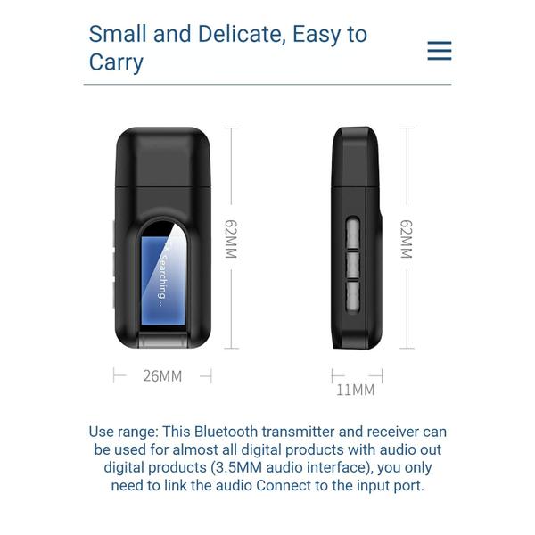 Imagem de Receptor transmissor Bluetooth 5.0 Yoidesu com display LCD