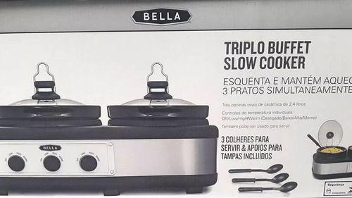 Imagem de Rechaud Elétrico Triplo Buffet Slow Cooker Panela Ceramica