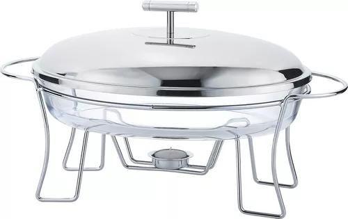 Rechaud Oval 2,4 Litros em Vidro com Tampa Inox - Mimo Style Imagem de Rechaud Oval 2,4 Litros em Vidro com Tampa Inox - Mimo Style
