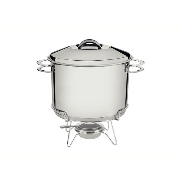 Rechaud Redondo 7,8 L em Aço Inox Fundo Triplo com Fogareiro e Tampa Tramontina 65500/680 Imagem de Rechaud Redondo 7,8 L em Aço Inox Fundo Triplo com Fogareiro e Tampa Tramontina 65500/680