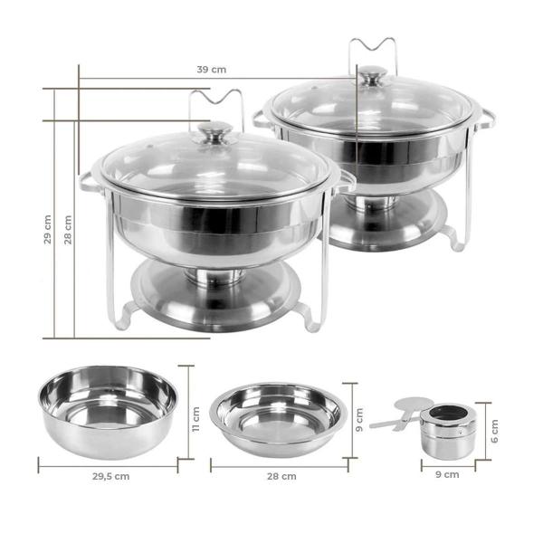 Rechaud Redondo Banho Maria Aço Inox Brinovar 5 Litros Imagem de Rechaud Redondo Banho Maria Aço Inox Brinovar 5 Litros