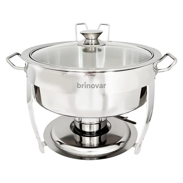 Rechaud Redondo Banho Maria Aço Inox Brinovar 5 Litros Imagem de Rechaud Redondo Banho Maria Aço Inox Brinovar 5 Litros