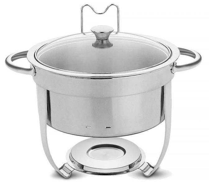 Rechaud redondo em aco inox banho maria com suporte para tampa 7 l tramontina Imagem de Rechaud redondo em aco inox banho maria com suporte para tampa 7 l tramontina