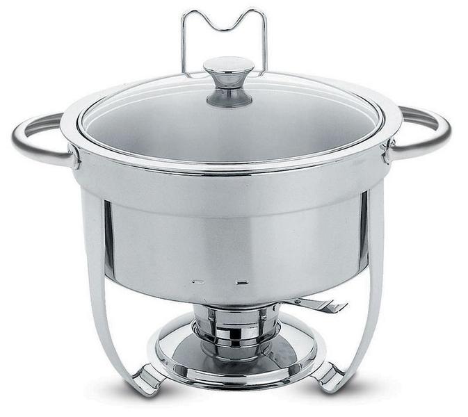 Rechaud redondo em aco inox banho maria com suporte para tampa e fogareiro 7 l tramontina Imagem de Rechaud redondo em aco inox banho maria com suporte para tampa e fogareiro 7 l tramontina