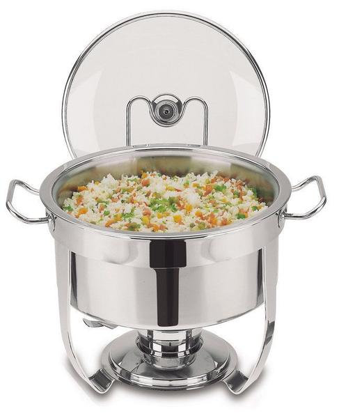 Rechaud redondo em aco inox banho maria com suporte para tampa e fogareiro 7 l tramontina Imagem de Rechaud redondo em aco inox banho maria com suporte para tampa e fogareiro 7 l tramontina