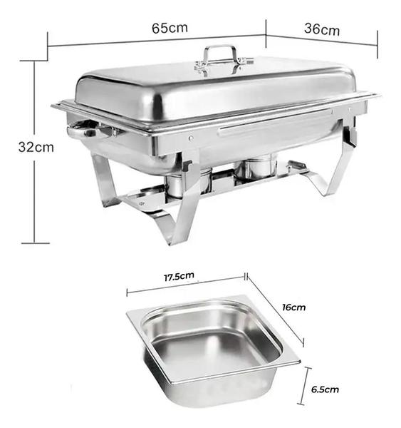 Imagem de Rechaud Retangular 9L Revomax em Aço Inox com 6 Cubas