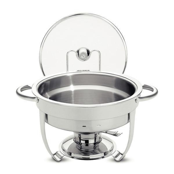 Rechaud Tramontina Redondo em Aço Inox Banho Maria com Suporte para Tampa e Fogareiro 4,3 L Imagem de Rechaud Tramontina Redondo em Aço Inox Banho Maria com Suporte para Tampa e Fogareiro 4,3 L