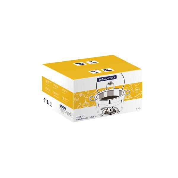 Rechaud Tramontina Redondo em Aço Inox Banho Maria com Suporte para Tampa e Fogareiro 4,3 L Imagem de Rechaud Tramontina Redondo em Aço Inox Banho Maria com Suporte para Tampa e Fogareiro 4,3 L