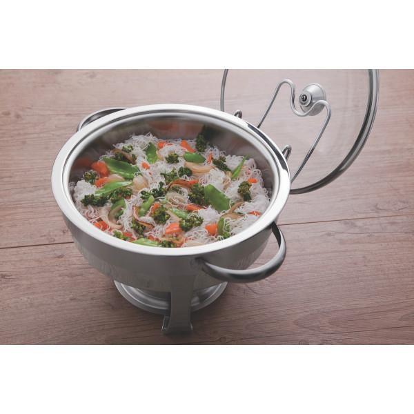Rechaud Tramontina Redondo em Aço Inox Banho Maria com Suporte para Tampa e Fogareiro 4,3 L Imagem de Rechaud Tramontina Redondo em Aço Inox Banho Maria com Suporte para Tampa e Fogareiro 4,3 L
