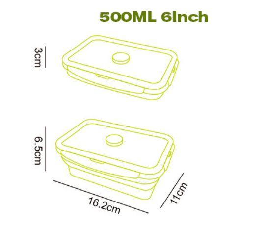 Imagem de Recipiente de almoço de silicone dobrável de 500ml recipiente portátil micro-ondas home cozinha armazenamento bento box eco friendly Lancheiras (Verde)