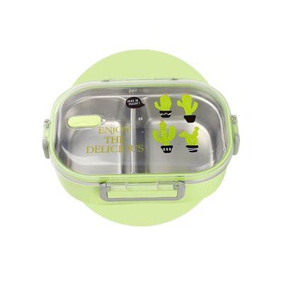 Imagem de Recipiente de comida de micro-ondas portátil caixa de almoço japonesa com compartimentos Mesaria 304 Steel Inoxidável Crianças Bento Box Lancheiras (Verde)