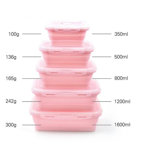 Imagem de Recipiente dobrável de silicone para alimentos Bento Box Lunch Box 350/500/