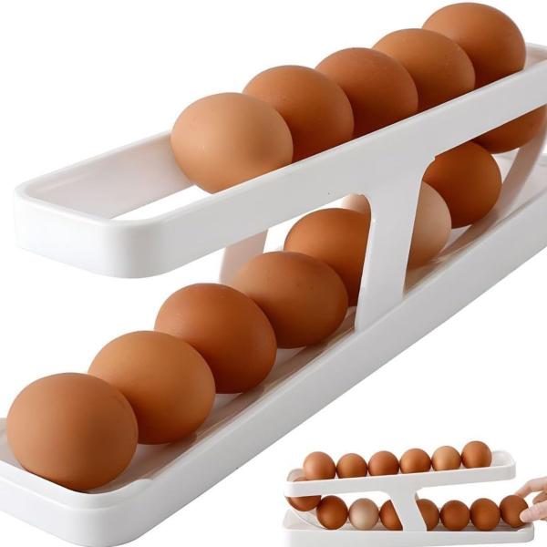 Imagem de Recipiente Prático de Ovos Rolantes Para Geladeira Ideal Para Organização de Ovos