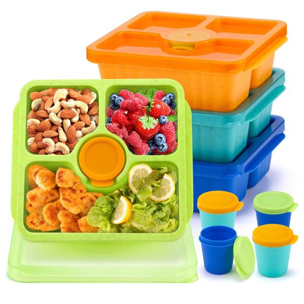 Imagem de Recipientes Bento Snack Box QQKO para adultos e crianças, pacote com 4 unidades de 550 ml