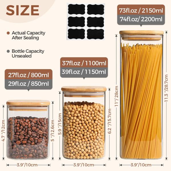 Imagem de Recipientes de armazenamento de alimentos ComSaf: conjunto de 5 vidros transparentes de 500 ml