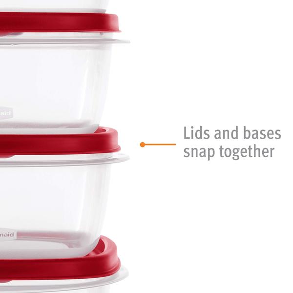 Imagem de Recipientes de armazenamento de alimentos Rubbermaid, 60 peças vermelhas, sem BPA