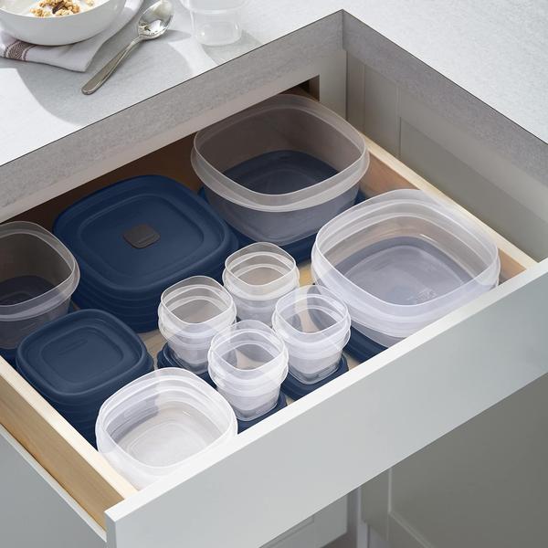 Imagem de Recipientes de armazenamento de alimentos Rubbermaid EasyFindLids de 42 peças