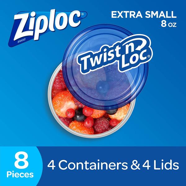 Imagem de Recipientes de armazenamento de alimentos Ziploc Twist 'n Loc Extra Small, 4 unidades