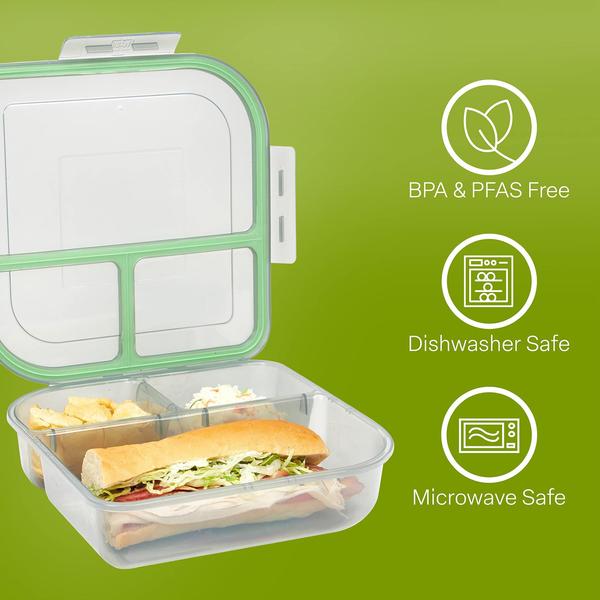 Imagem de Recipientes para alimentos MyGo Container Large To-Go com 3 compartimentos x3