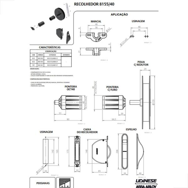 Imagem de Recolhedor Porta Integrada 8155/40 Espelho Preto Cinta Preta