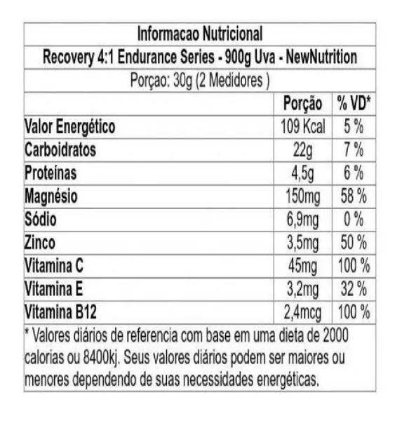 Imagem de Recovery 4:1 Endurance Series Newnutrition 900G Sabor Uva