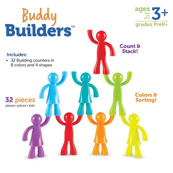 Imagem de Recursos de aprendizagem de brinquedos Buddy Builders 32 peças para maiores de 3 anos