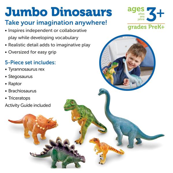 Imagem de Recursos de aprendizagem de brinquedos Jumbo Dinossauros para crianças de 3 anos ou mais