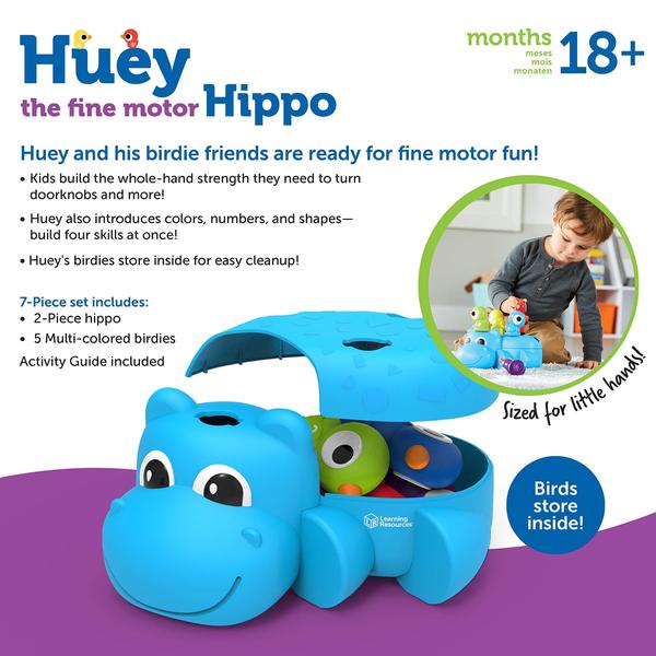 Imagem de Recursos de aprendizagem de brinquedos para motores finos Huey The Fine Motor Hippo