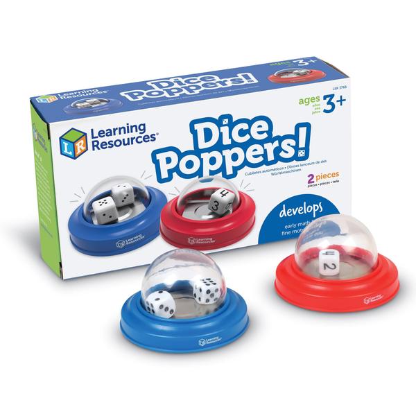 Imagem de Recursos de aprendizagem Dice Poppers, Board Game Accessory, Dice Game, Set of 2 Dice in Popper, Ages 3+, Multi