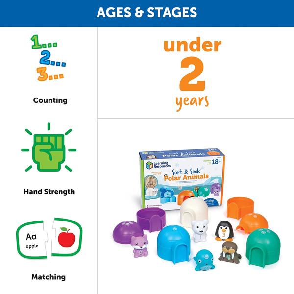 Imagem de Recursos de aprendizagem do conjunto de brinquedos Sort & Seek Polar Animals 18 milhões ou mais