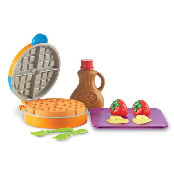 Imagem de Recursos de aprendizagem Novos Brotos Waffle Time, Pretend Play Food Set, 14 Piece Set, Ages 18 mos+