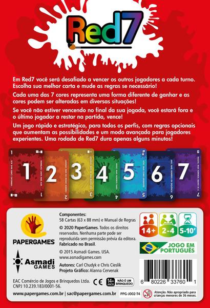 Imagem de Red7 - Papergames - Jogo De Cartas E Mesa, Party Game Amigos