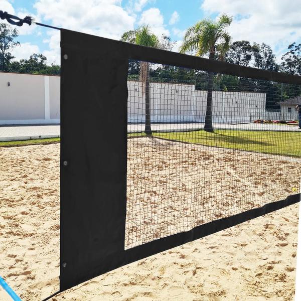 Imagem de Rede Beach Tennis e Volei com banda lateral Zaka Preta 8,60m x 1m