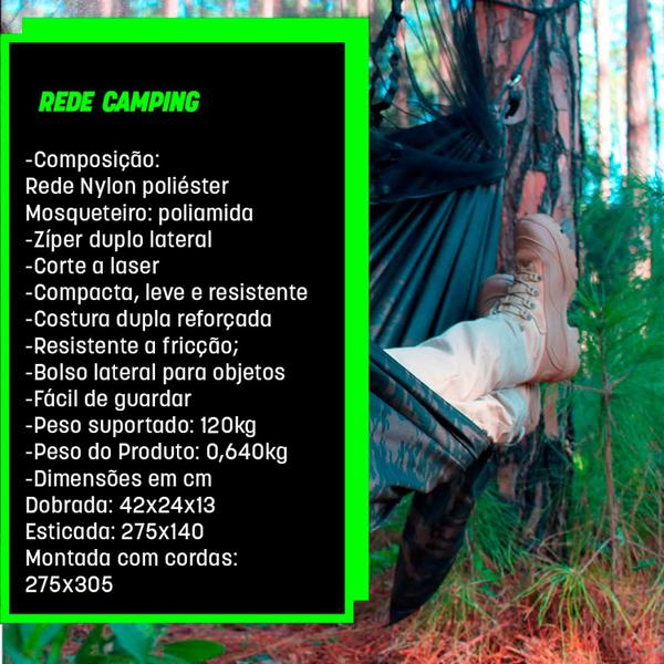 Imagem de Rede Camping com Mosqueteiro SAFO MILITAR Cores Camuflada