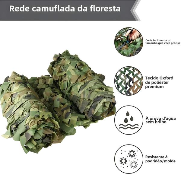 Imagem de Rede Camuflada 10m X 1,5m 4m X 6m Floresta Camuflagem Caça Treinamento Guarda-sol Malha Para