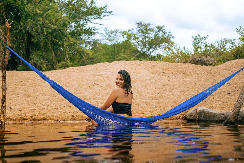 Imagem de Rede de Dormir Camping Nailon Tarrafa Flexível azul