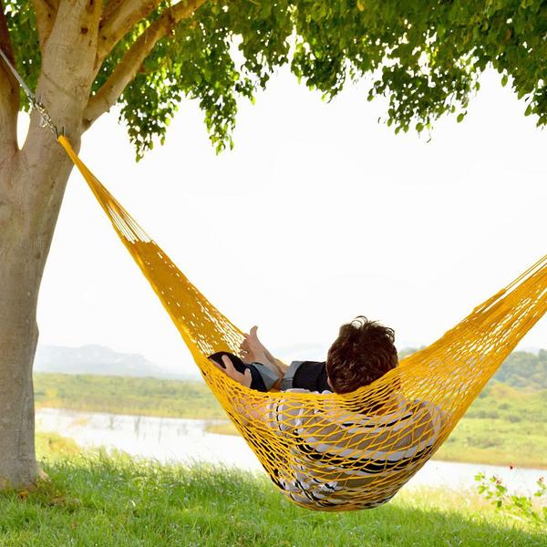 Rede De Dormir Camping Nylon Impermeável Tarrafa Amarela - Canto Das Redes Imagem de Rede De Dormir Camping Nylon Impermeável Tarrafa Amarela