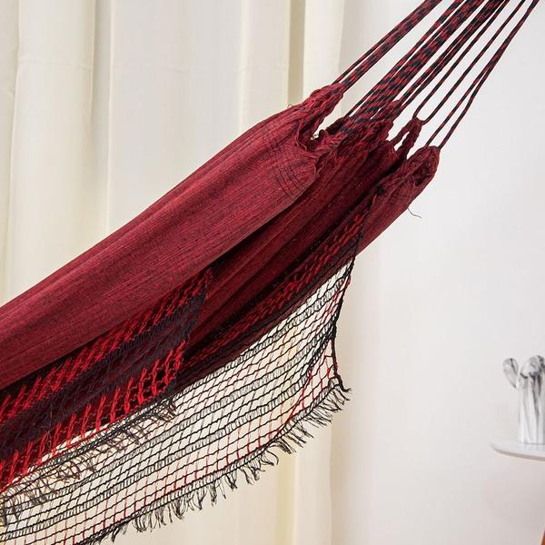 Rede de Dormir Jeans Life Vinho com Preto - REDESDEDORMIR Imagem de Rede de Dormir Jeans Life Vinho com Preto