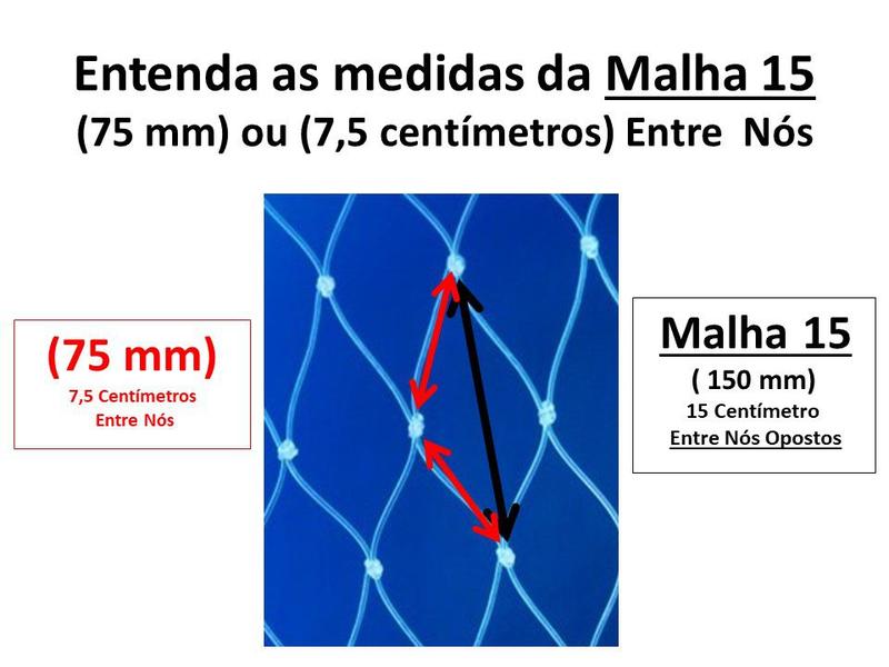 Imagem de Rede de Pesca Malha 15 Fio 0,50 3,60 Altura Comp. 50 Metros E. Embutido Rede Pronta Profissional