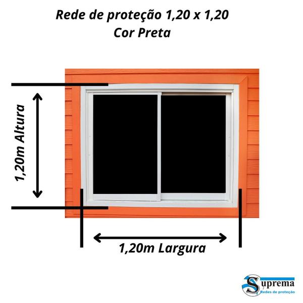 Imagem de Rede De Proteção Para Janela Kit Completo 1,20X1,20 Preta