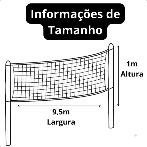 Imagem de Rede De Volei 9,5Mts 3 Lonas Fio 2Mm Seda Sports Mania