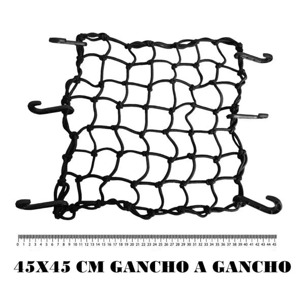 Imagem de Rede Elástica Moto Bagageiro Aranha Redinha Carga 45x45 Gancho A Gancho