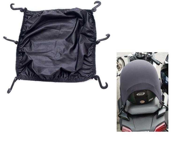 Rede Elástica Tecido Fechada Preta Capacete Carga Bagageiro Pequena 35cm x 35cm - RE0333 - DVSC Imagem de Rede Elástica Tecido Fechada Preta Capacete Carga Bagageiro Pequena 35cm x 35cm - RE0333