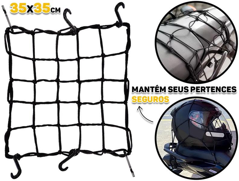 Rede Elástica Tipo Aranha Para Mala Capacete Bagageiro Com Ganchos Plásticos 35x35 Brasfort Imagem de Rede Elástica Tipo Aranha Para Mala Capacete Bagageiro Com Ganchos Plásticos 35x35 Brasfort