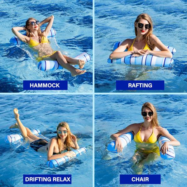 Imagem de Rede inflável Pool Floats LEVOTIYER 4 em 1 para adultos, pacote com 2