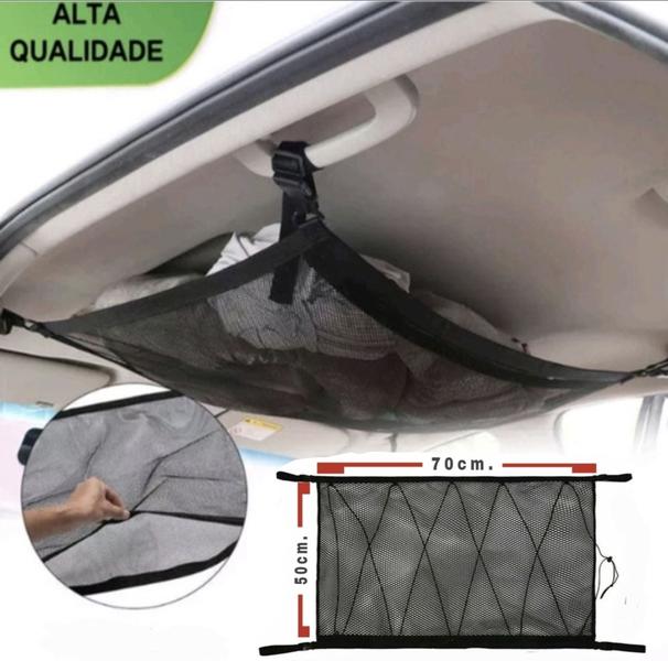 Imagem de Rede Nylon Porta Objetos Reajustavel Com Zíper Para Teto De Carros