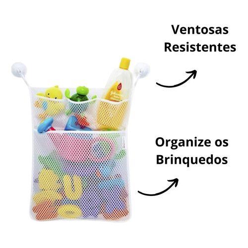 Imagem de Rede Organizadora de Brinquedos Bebê Criança Infantil para Banheiro com Ventosa