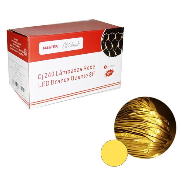 Imagem de Rede Pisca Pisca Led 8 F Branco Quente 240 Lâmpadas 110V