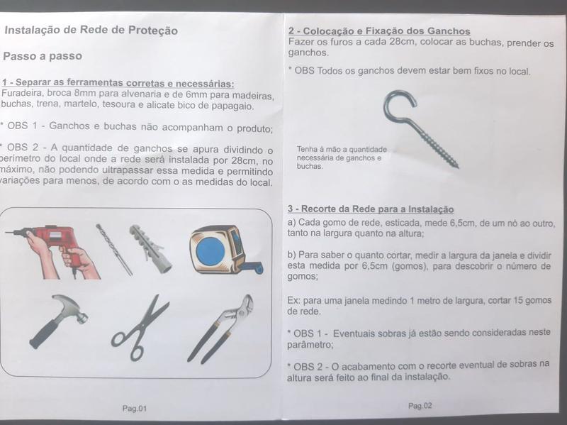 rede tela proteção 21mt x 1,60mt Branca - Victoria Reggia Imagem de rede tela proteção 21mt x 1,60mt Branca